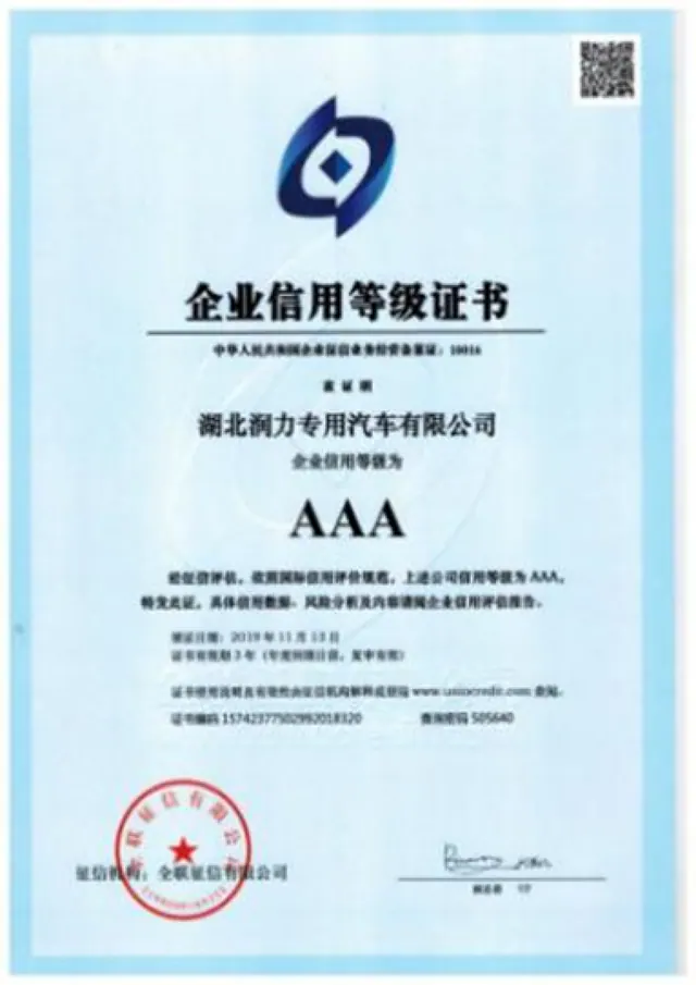AAA enterprise credit rating certificate, historical document preview