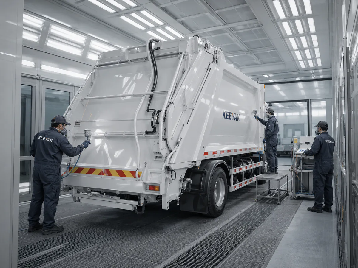 Special vehicle body receiving paint and production review inside the Suizhou manufacturing base