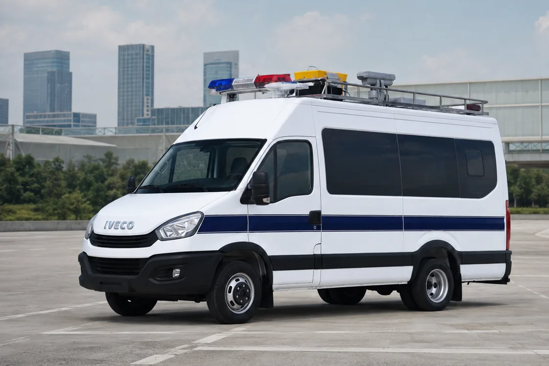 Illustrative family command preparedness scene with a product-reference vehicle and its original manufacturer badge