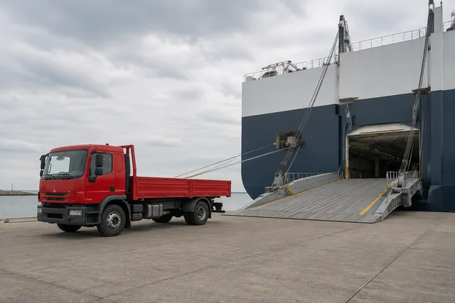 Illustrative roro vehicle transport arrangement