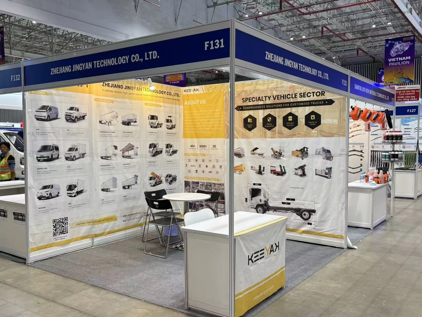 KEEYAK booth displaying vehicle categories at the Vietnam exhibition